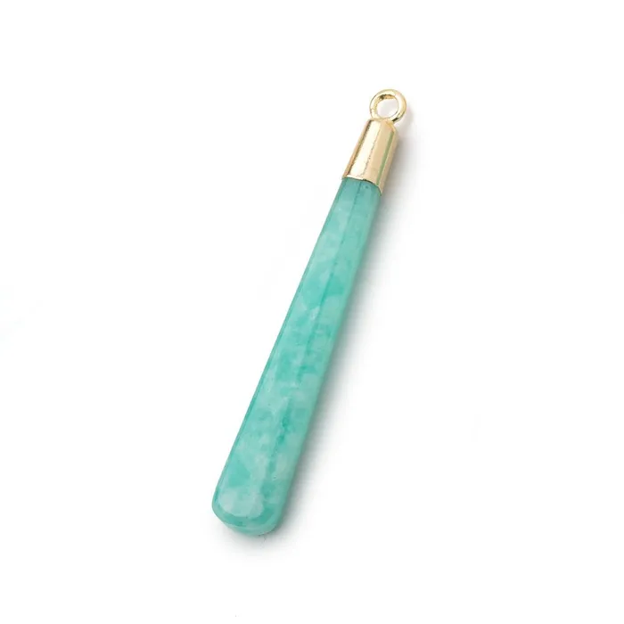 Beadsofcambaycom Necklaces 3339mm Gold Leafed Amazonite Pear Pendant 1 focal piece Beadsofcambaycom Necklaces 3339mm Gold Leafed Amazonite Pear Pendant 1 focal piece