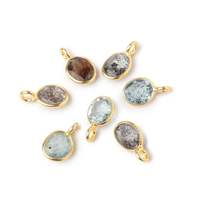 Beadsofcambaycom Necklaces 7x6mm Vermeil Bezel Moss Aquamarine Rose Cut Oval Pendant 1 piece Beadsofcambaycom Necklaces 7x6mm Vermeil Bezel Moss Aquamarine Rose Cut Oval Pendant 1 piece