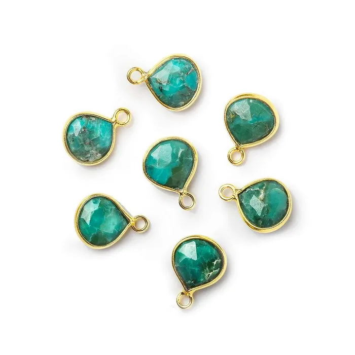 Beadsofcambaycom Necklaces 8x8mm Vermeil Bezel Turquoise faceted heart Pendant 1 piece Beadsofcambaycom Necklaces 8x8mm Vermeil Bezel Turquoise faceted heart Pendant 1 piece