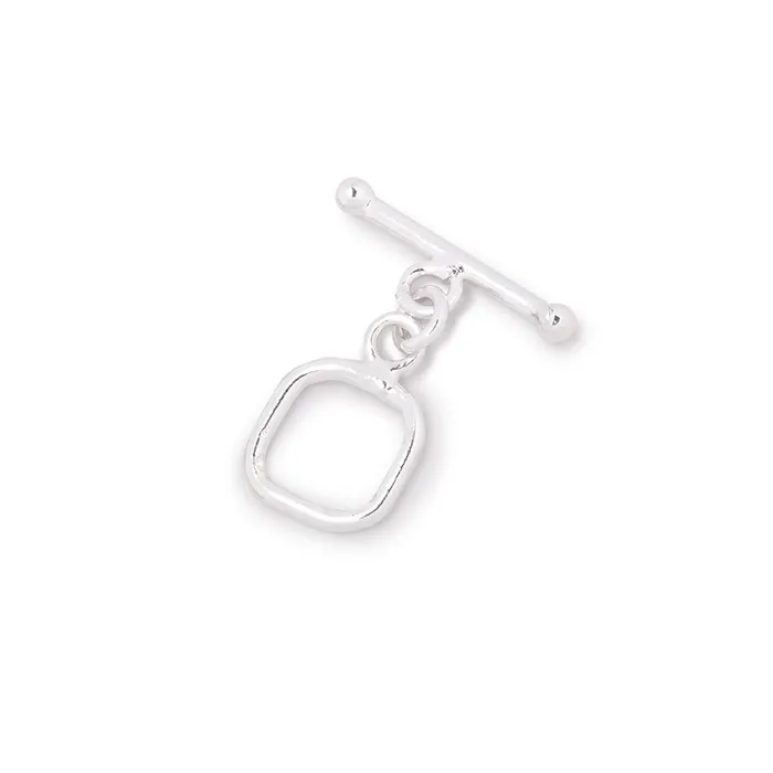 Beadsofcambaycom Rings 10mm Sterling Silver Rounded Square Toggle 1 piece