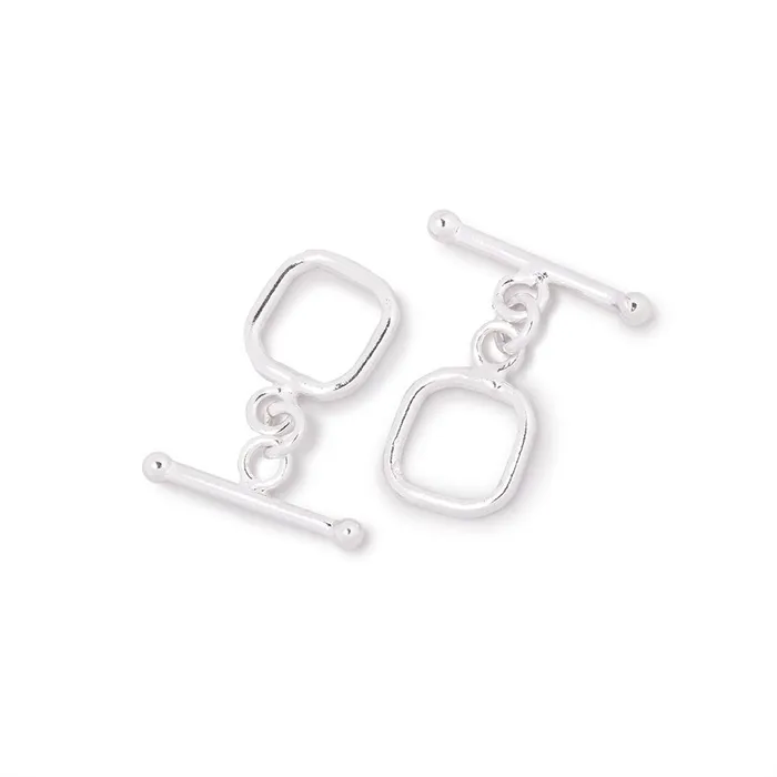 Beadsofcambaycom Rings 10mm Sterling Silver Rounded Square Toggle 1 piece