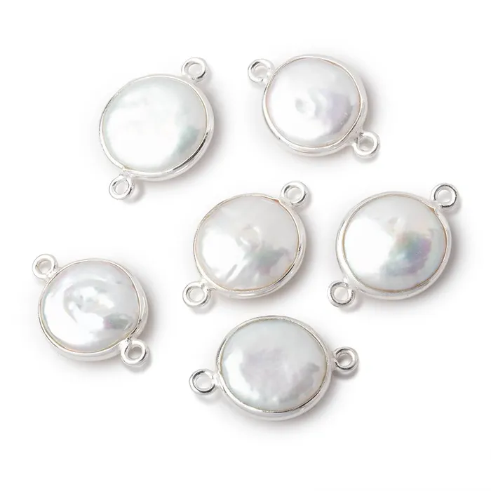 Beadsofcambaycom Rings 1213mm Sterling Silver Bezel White Coin Freshwater Pearl Connector 1 piece Beadsofcambaycom Rings 1213mm Sterling Silver Bezel White Coin Freshwater Pearl Connector 1 piece