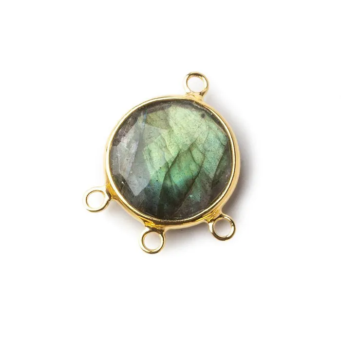 Beadsofcambaycom Rings 14mm Vermeil Bezel Labradorite Faceted Coin 3 ring Connector 1 piece Beadsofcambaycom Rings 14mm Vermeil Bezel Labradorite Faceted Coin 3 ring Connector 1 piece