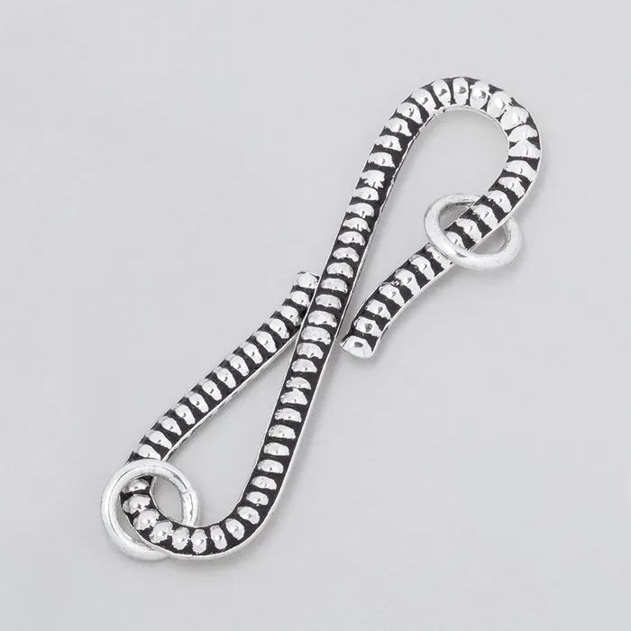 Beadsofcambaycom Rings 36x9mm Antiqued Sterling Silver S Hook Ribbed Design 1 piece Beadsofcambaycom Rings 36x9mm Antiqued Sterling Silver S Hook Ribbed Design 1 piece