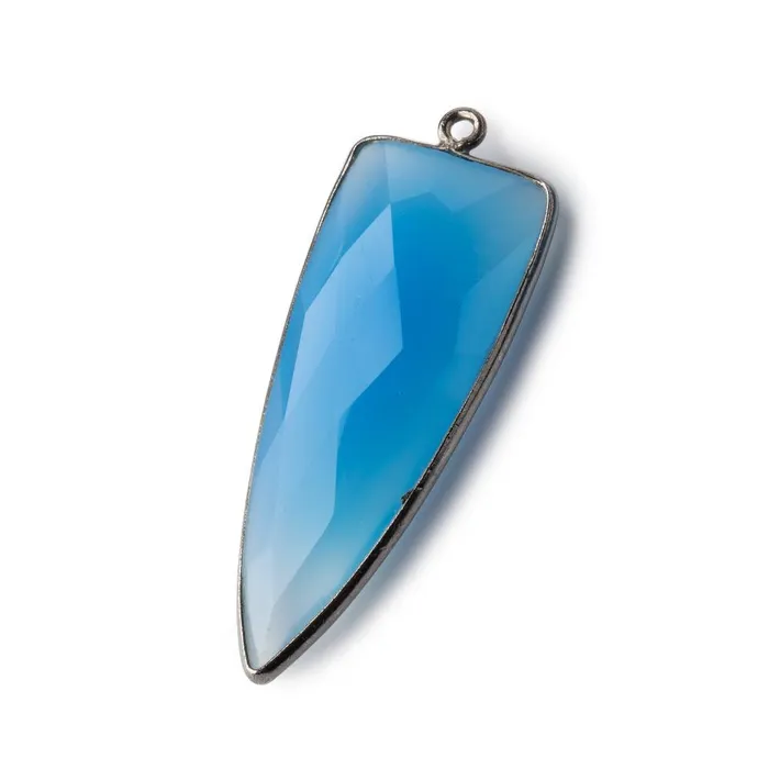 Beadsofcambaycom Rings 42x16mm Black Gold Bezel Tropical Blue Chalcedony Point 1 ring Pendant 1 piece Beadsofcambaycom Rings 42x16mm Black Gold Bezel Tropical Blue Chalcedony Point 1 ring Pendant 1 piece