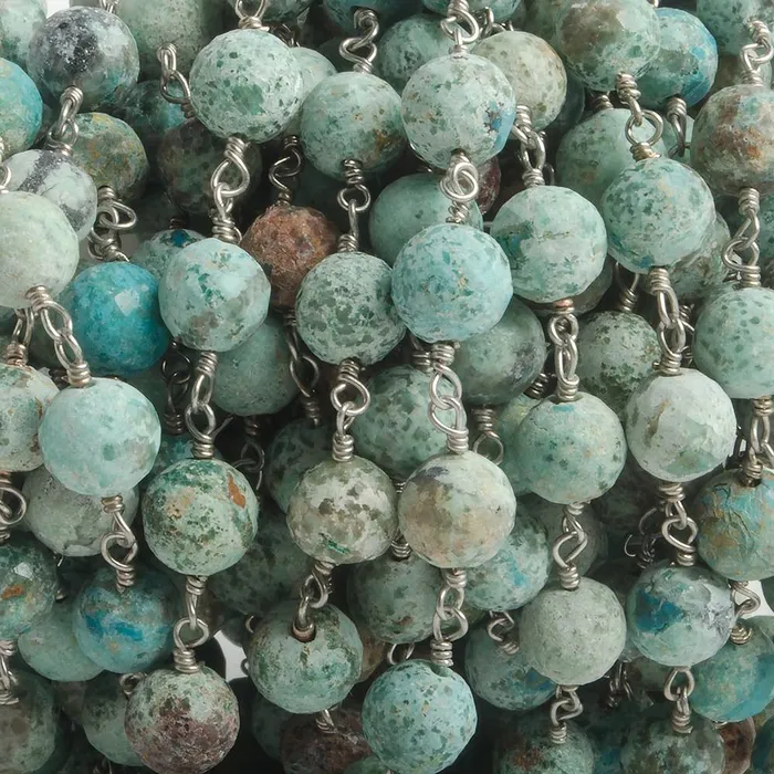Beadsofcambaycom Rings 65mm Chrysocolla faceted round 925 Silver Chain by the foot 24 pieces Beadsofcambaycom Rings 65mm Chrysocolla faceted round 925 Silver Chain by the foot 24 pieces