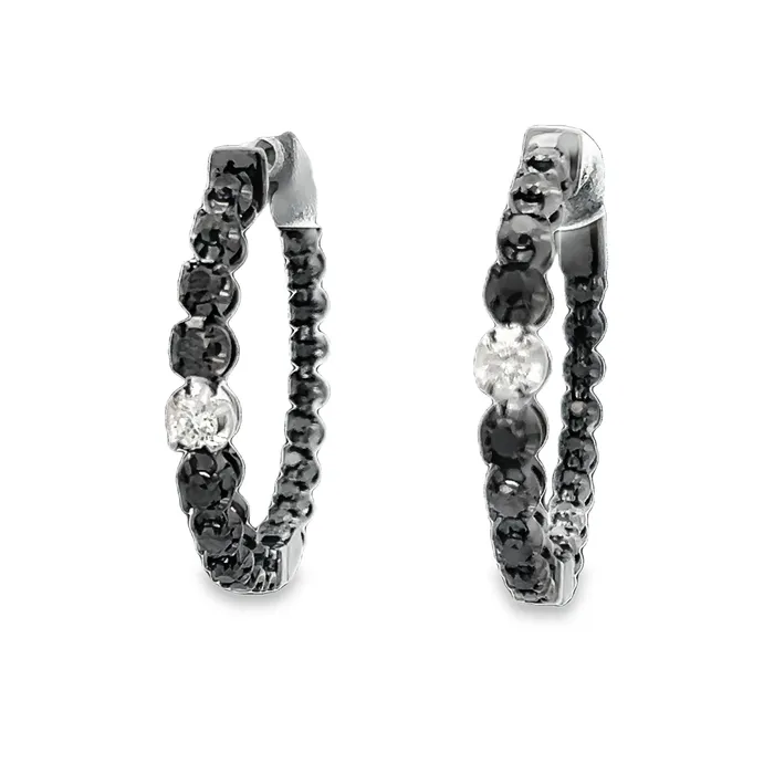 Black Diamond Hoop Earrings YaninaCo Jewelry Earrings