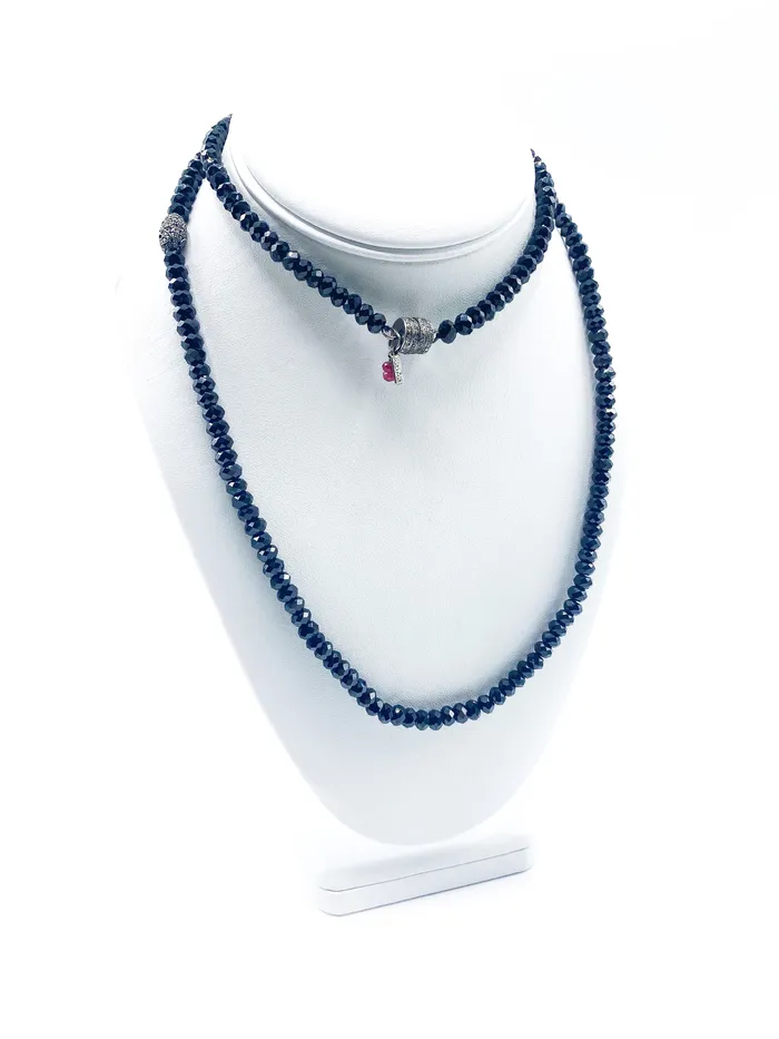 Black Spinel with Pave Diamond Necklace Kamo by Kary Brittingham Necklaces