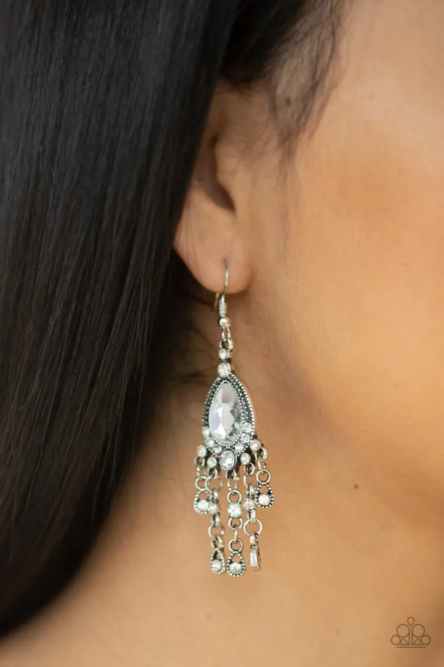Bling Bliss White Earrings Jewelry by Bretta Paparazzi Accessories Earrings