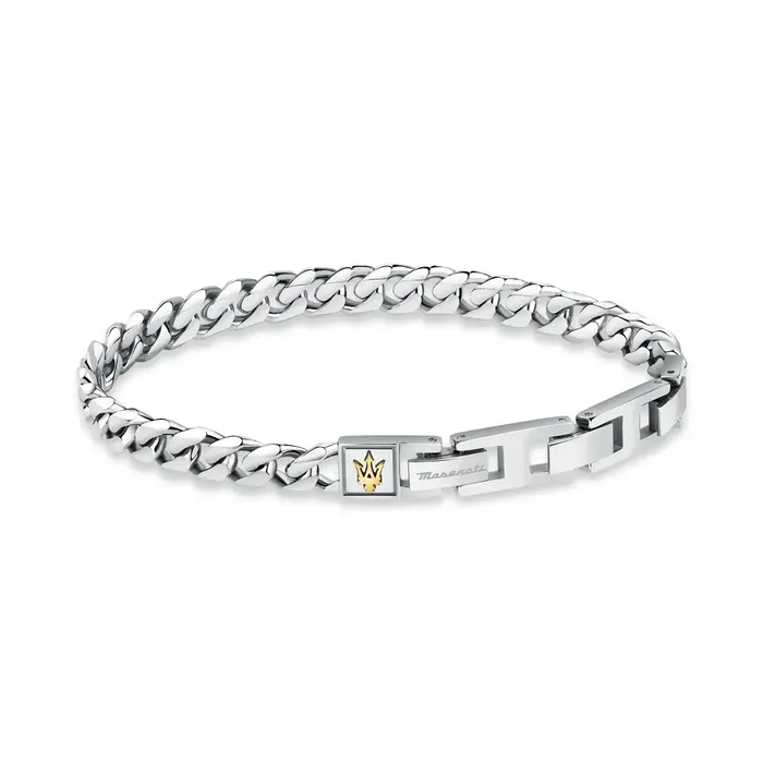 Bracelets Maserati Maserati Iconic Mens Bracelet Stainless Steel with Gold Plating IP YG 22 cm