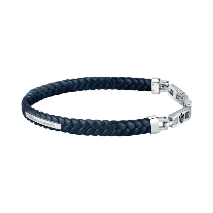 Bracelets Maserati Maserati mens bracelet made of recycled leather and steel in white and blue Bracelets Maserati Maserati mens bracelet made of recycled leather and steel in white and blue