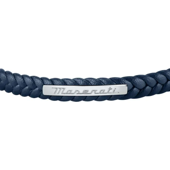 Bracelets Maserati Maserati mens bracelet made of recycled leather and steel in white and blue