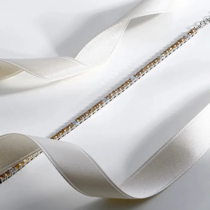 Bracelets Morellato Womens silver bracelet with rhodium plating and zirconia in champagne and white Morellato Treasures