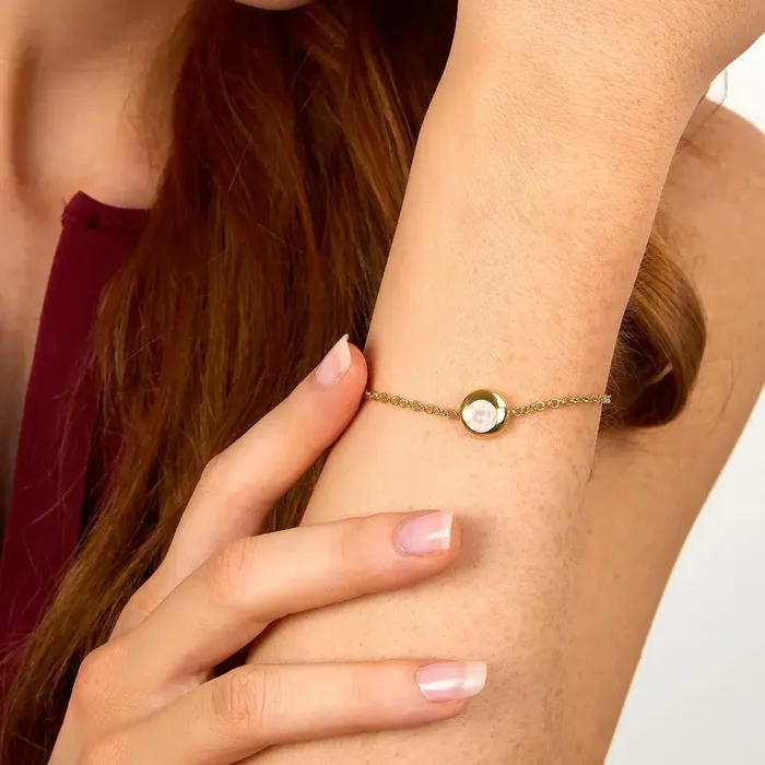 Bracelets Morellato Womens silver bracelet with yellow gold plating and rose quartz Morellato Eternal Treasures
