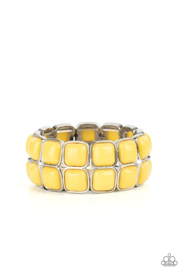 Bracelets Paparazzi Accessories Double The DIVAttitude Yellow Bracelet Jewelry by Bretta