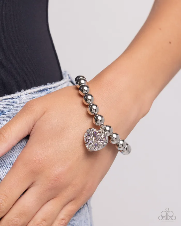 Bracelets Paparazzi Accessories Fleeting Filigree Purple Heart Bracelet Jewelry by Bretta