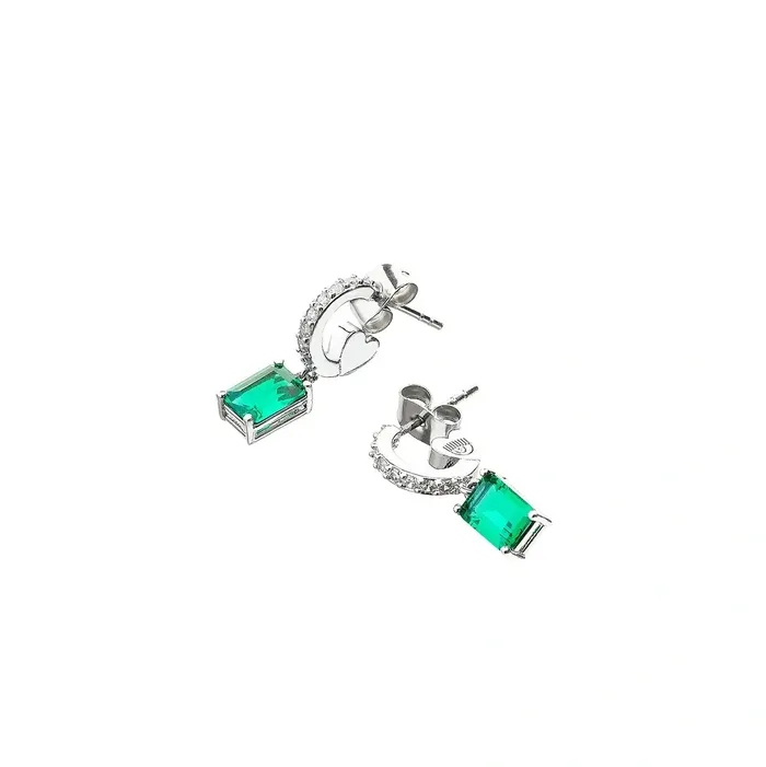 Chiara Ferragni Earrings Womens earrings with rhodium plating and green zircon 19 cm Chiara Ferragni Emerald Chiara Ferragni Earrings Womens earrings with rhodium plating and green zircon 19 cm Chiara Ferragni Emerald