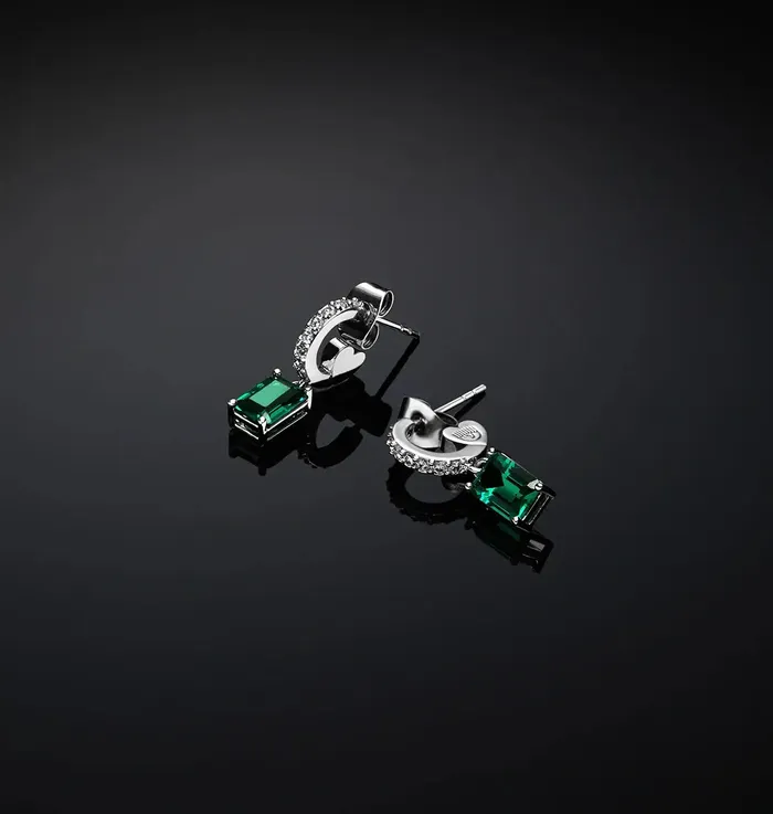 Chiara Ferragni Earrings Womens earrings with rhodium plating and green zircon 19 cm Chiara Ferragni Emerald