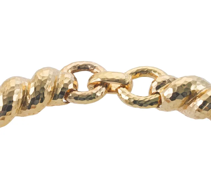 David Webb Necklaces David Webb Hammered Link Gold Necklace