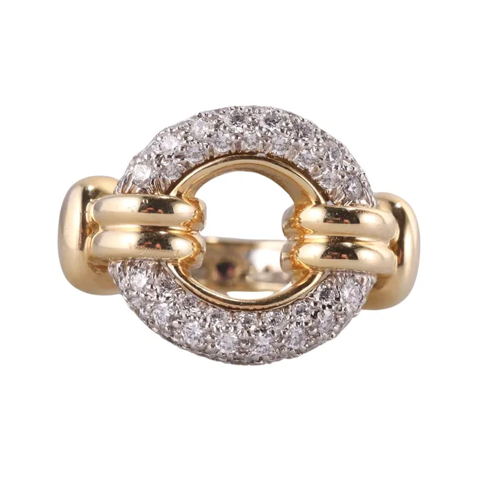 David Webb Rings David Webb Gold Platinum Diamond Halo Ring