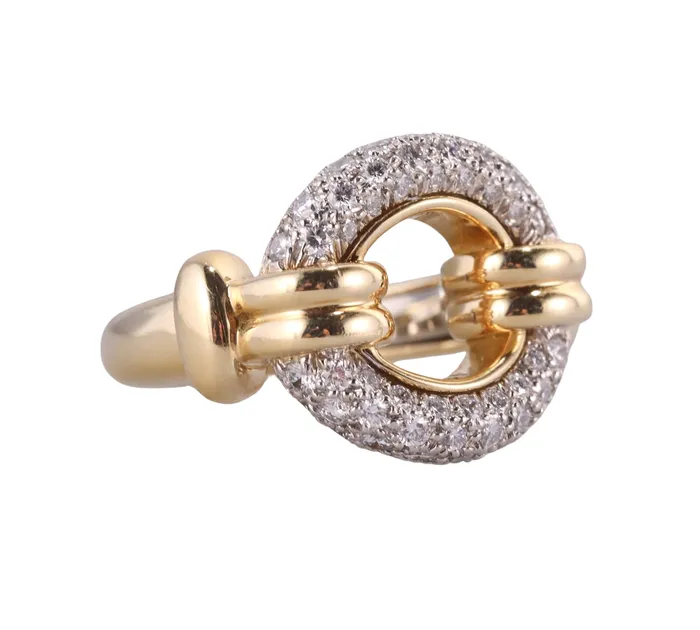 David Webb Rings David Webb Gold Platinum Diamond Halo Ring