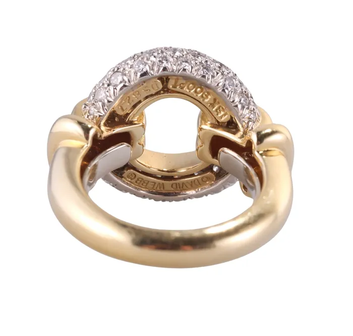 David Webb Rings David Webb Gold Platinum Diamond Halo Ring