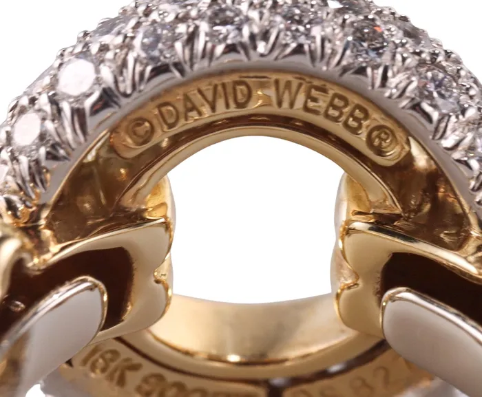 David Webb Rings David Webb Gold Platinum Diamond Halo Ring