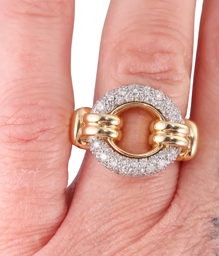 David Webb Rings David Webb Gold Platinum Diamond Halo Ring