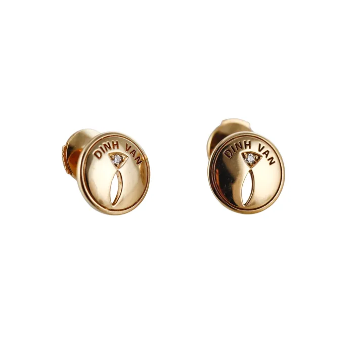 Dinh Van Yellow Gold Diamond Stud Earrings Dinh Van Earrings