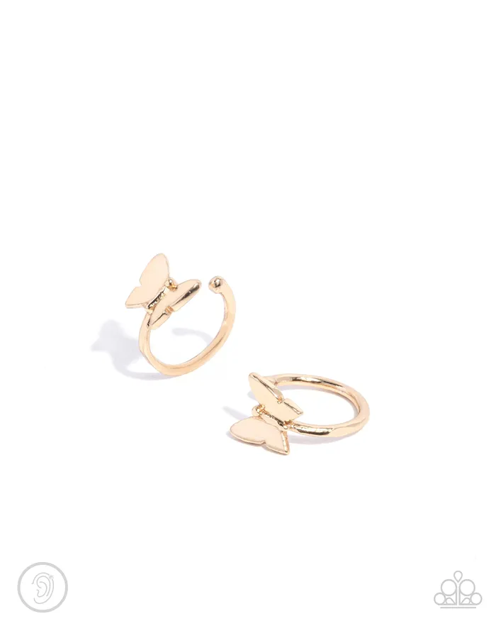 Earrings Aerial Attitude Gold Butterfly Ear Cuff Jewelry by Bretta Paparazzi Accessories