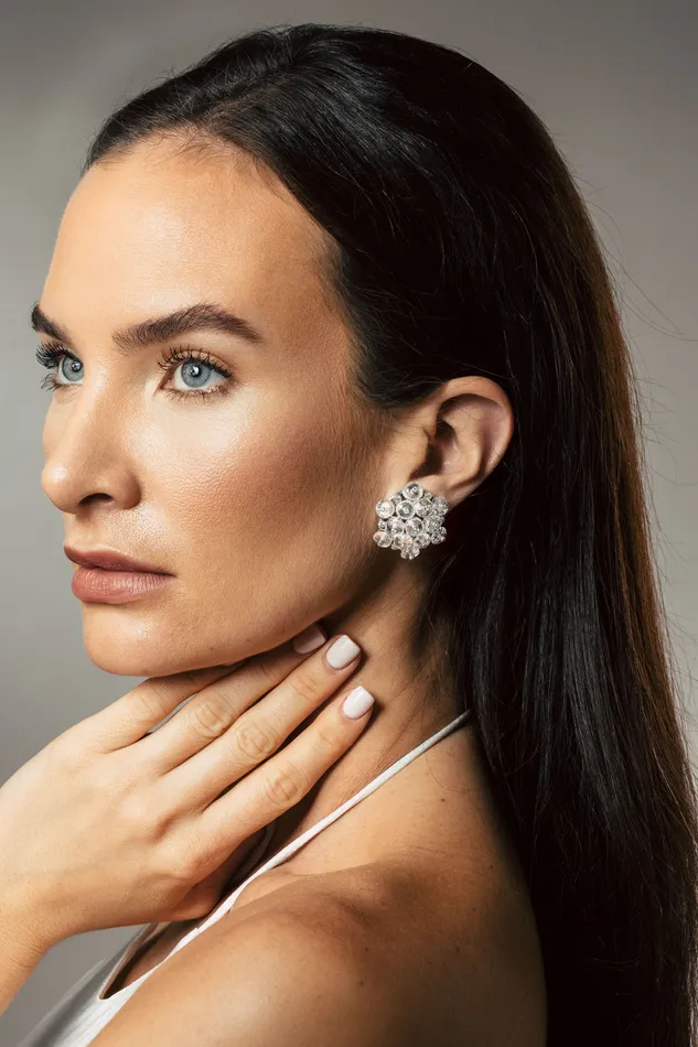 Earrings Aletto Brothers Aletto Brothers Gold White Topaz Diamond Nevicata Earrings