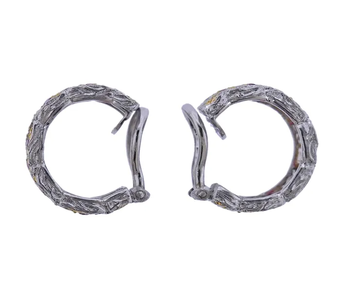 Earrings Buccellati Buccellati Two Color Gold Ruby Wide Hoop Earrings