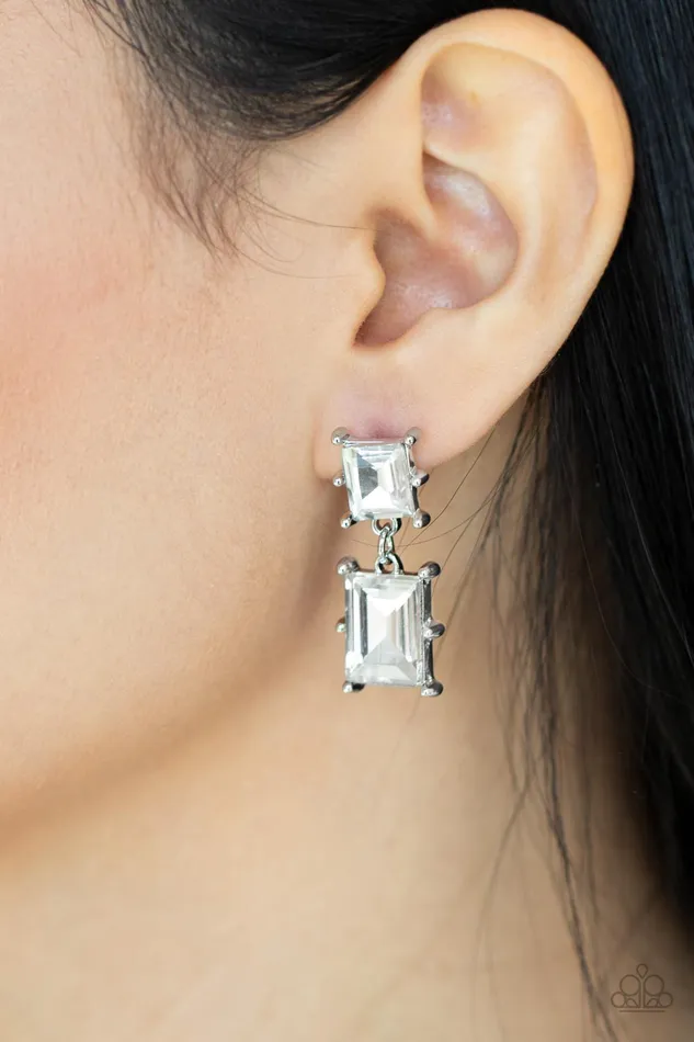 Earrings Cosmic Queen White Earrings Jewelry by Bretta Paparazzi Accessories