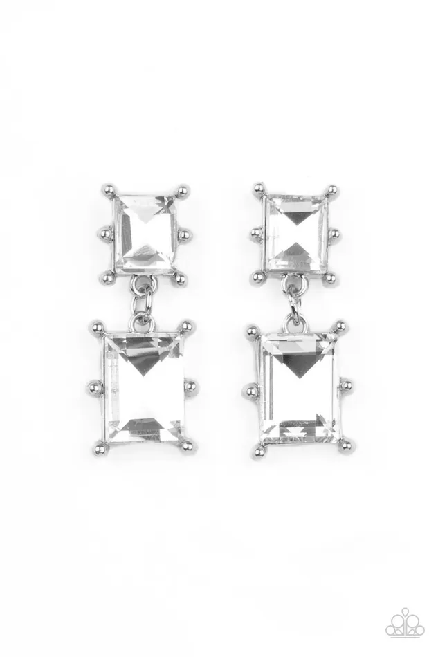 Earrings Cosmic Queen White Earrings Jewelry by Bretta Paparazzi Accessories
