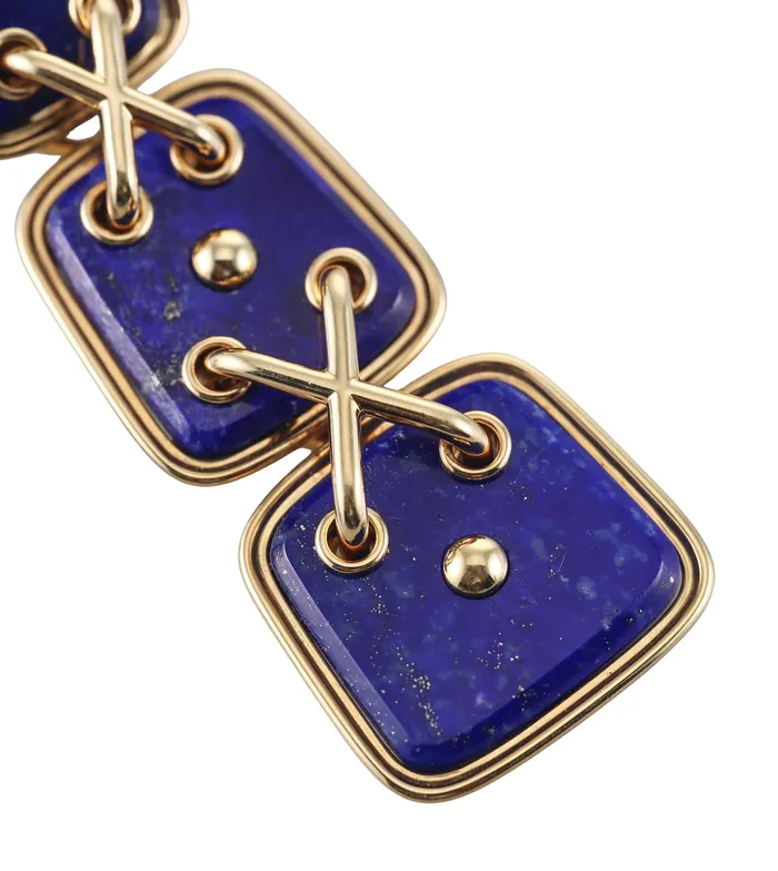 Earrings David Webb David Webb Lapis Gold Cross Stitch Earrings