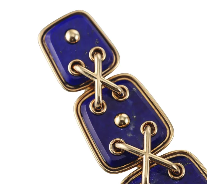 Earrings David Webb David Webb Lapis Gold Cross Stitch Earrings