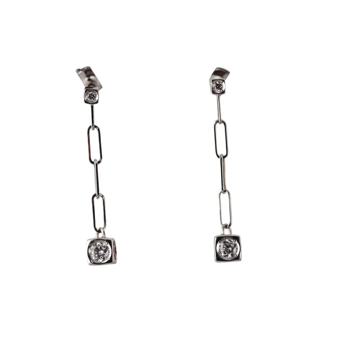 Earrings Dinh Van Dinh Van Le Cube White Gold Diamond Drop Earrings