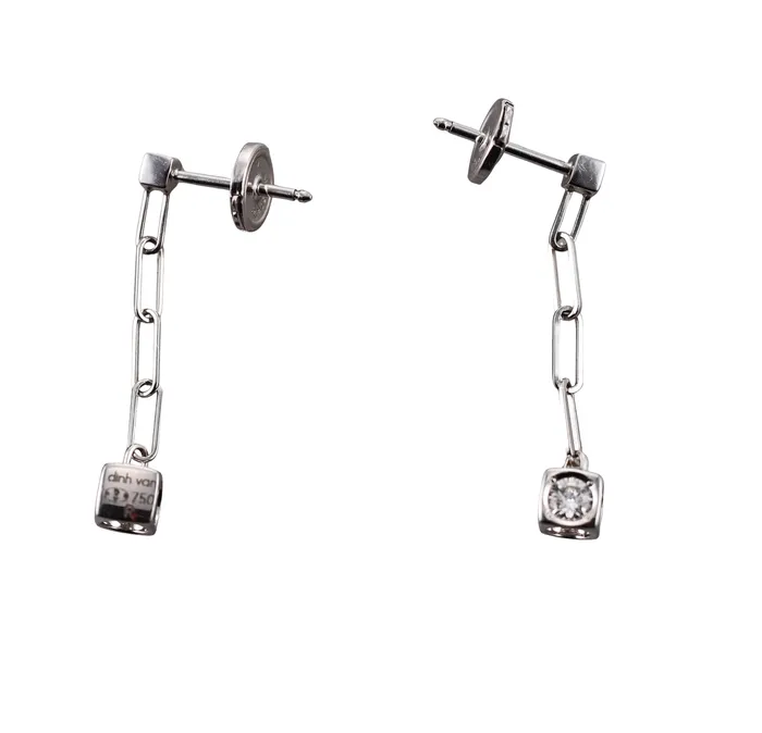 Earrings Dinh Van Dinh Van Le Cube White Gold Diamond Drop Earrings