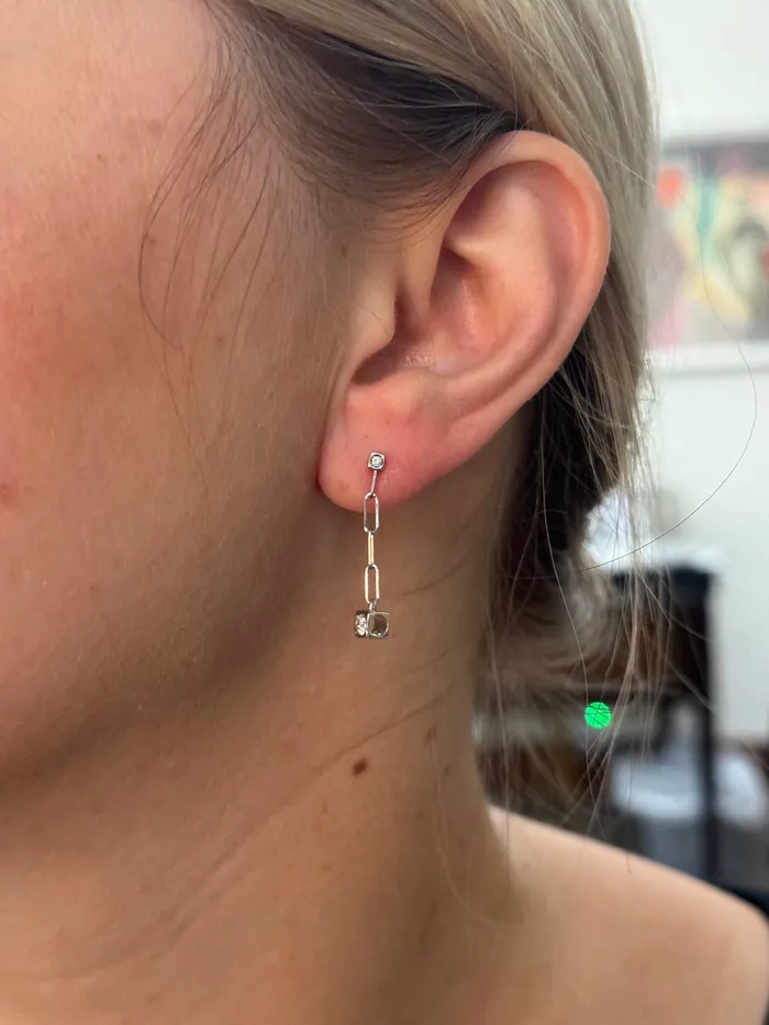 Earrings Dinh Van Dinh Van Le Cube White Gold Diamond Drop Earrings