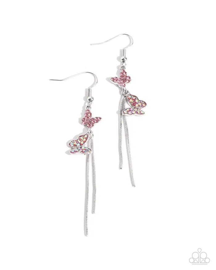 Earrings Paparazzi Accessories Aerial Affection Pink Butterfly Earrings Jewelry by Bretta