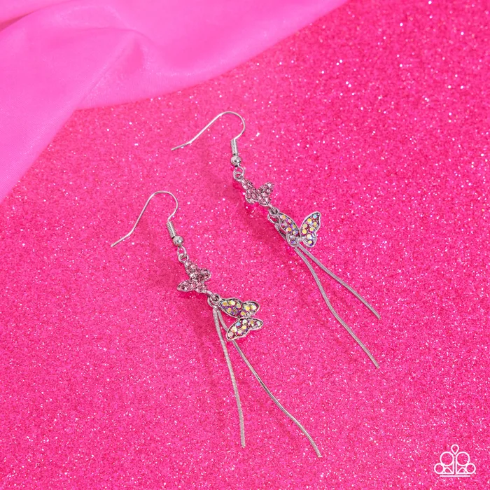 Earrings Paparazzi Accessories Aerial Affection Pink Butterfly Earrings Jewelry by Bretta
