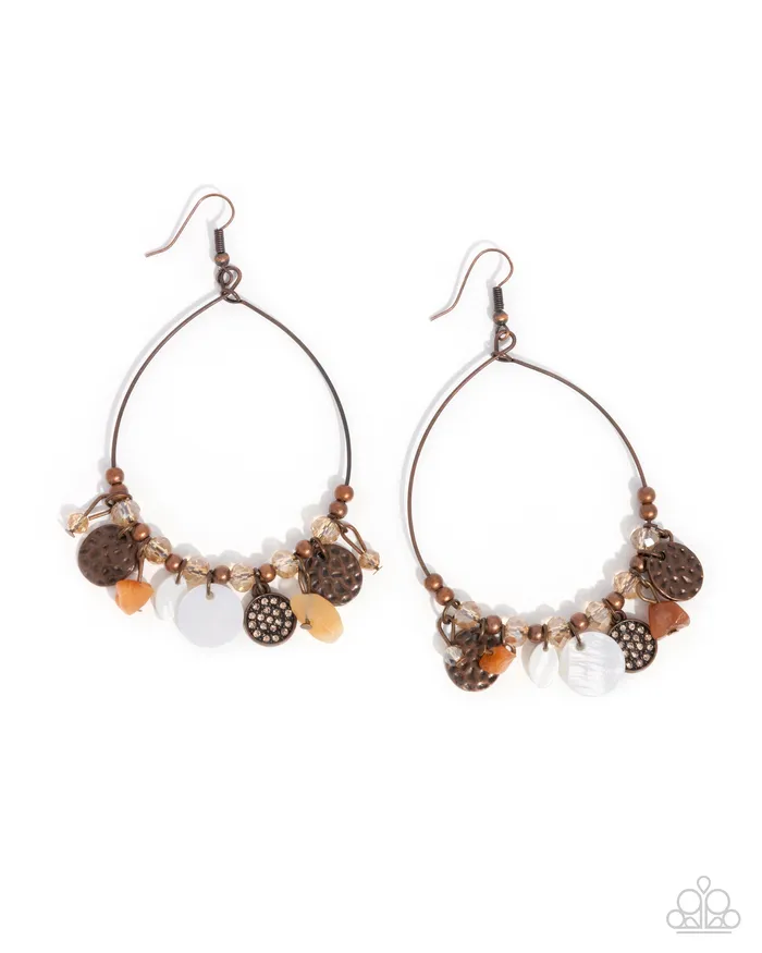 Earrings Paparazzi Accessories Wiry Wayfarer Copper Earrings v Jewelry by Bretta