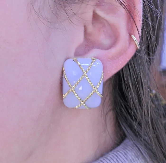 Earrings Seaman Schepps Chalcedony Gold Cage Earrings Seaman Schepps