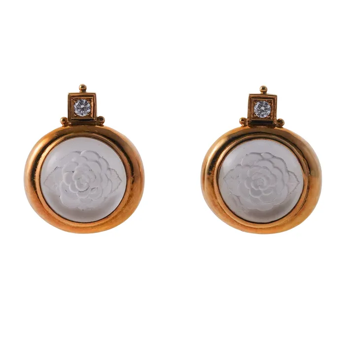 Elizabeth Gage Earrings Elizabeth Gage Persian Queen Diamond Crystal Gold Earrings Elizabeth Gage Earrings Elizabeth Gage Persian Queen Diamond Crystal Gold Earrings