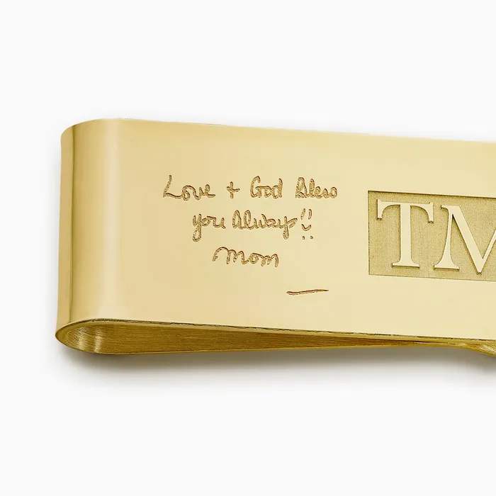 Engravable Classic RaisedLetter Monogram 14k Yellow Gold Money Clip Sandy Steven Engravers PreStyled Sets