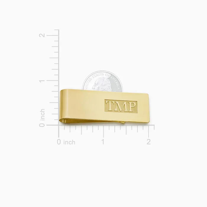 Engravable Classic RaisedLetter Monogram 14k Yellow Gold Money Clip Sandy Steven Engravers PreStyled Sets