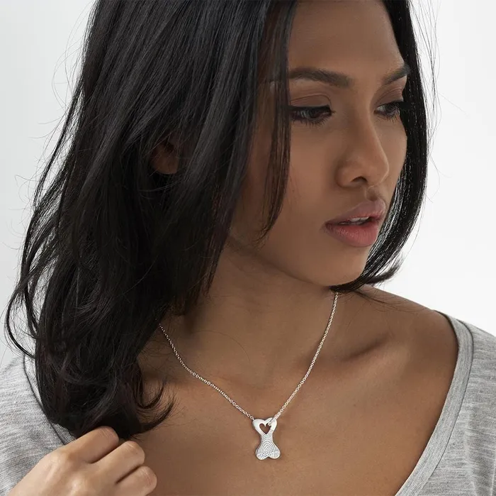 EverWith Necklaces EverWith Engraved Dog Bone Fingerprint Memorial Necklace with Fine Crystals