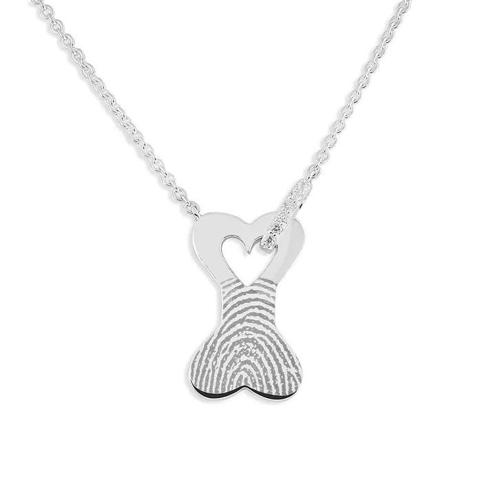 EverWith Necklaces EverWith Engraved Dog Bone Fingerprint Memorial Necklace with Fine Crystals