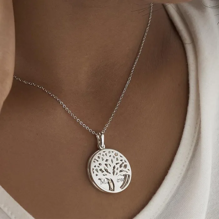 EverWith Necklaces EverWith Engraved Tree of Life Discreet Messaging Handprint or Footprint Memorial Pendant EverWith Necklaces EverWith Engraved Tree of Life Discreet Messaging Handprint or Footprint Memorial Pendant