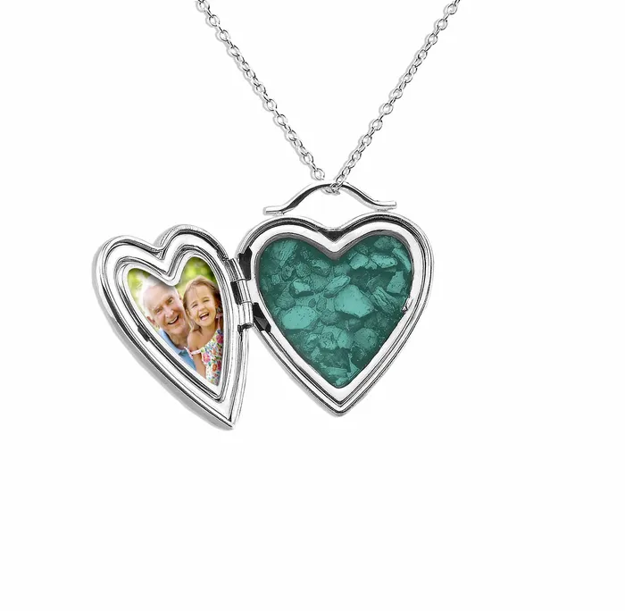 EverWith Rings EverWith Shining Star Heart Shaped Sterling Silver Memorial Ashes Locket